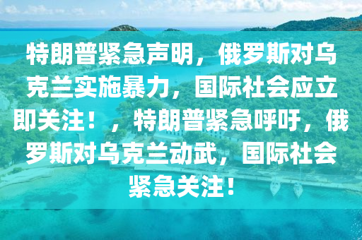 特朗普緊急聲明，俄羅斯對烏克蘭實施暴力，國際社會應立即關注！，特朗普緊急呼吁，俄羅斯對烏克蘭動武，國際社會緊急關注！液壓動力機械,元件制造