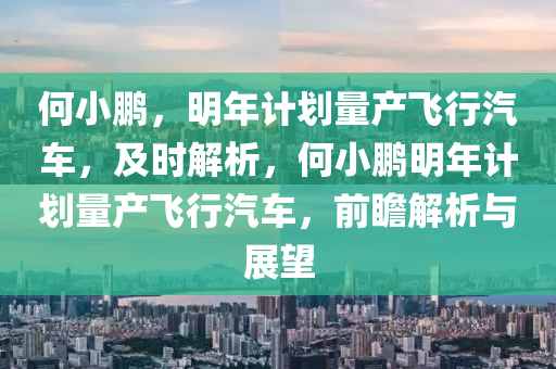 何小鵬，明年計(jì)劃量產(chǎn)飛行汽車，及時(shí)解析，何小鵬明年計(jì)劃量產(chǎn)飛行汽車，前瞻解析與展望