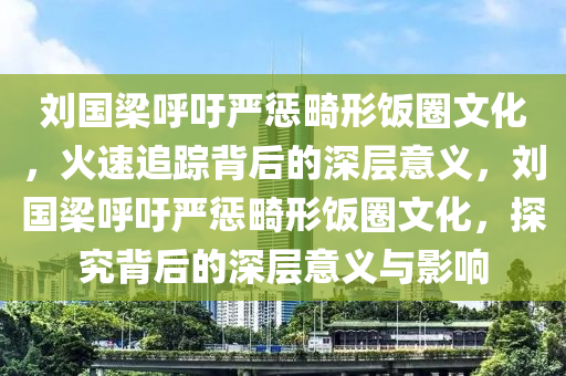 劉國(guó)梁呼吁嚴(yán)懲畸形飯圈文化，火速追蹤背后的深層意義，劉國(guó)梁呼吁嚴(yán)懲畸形飯圈文化，探究背后的深層意義與影響