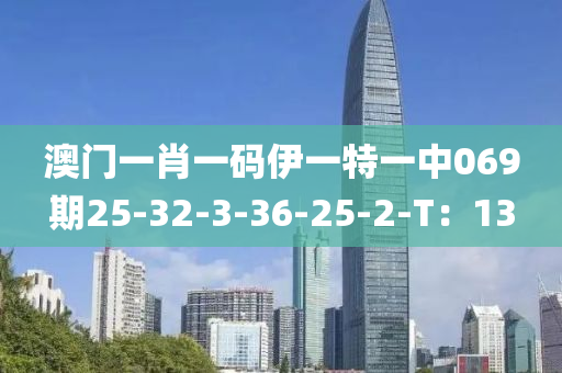 澳門一肖一碼伊一特一中069期25-32-3-36-25-2-T：13