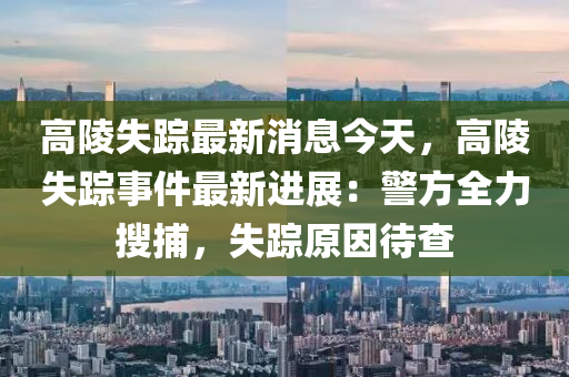 高陵失蹤最新消息今天，高陵失蹤事件最新進(jìn)展：警方全力搜捕，失蹤原因待查液壓動力機(jī)械,元件制造