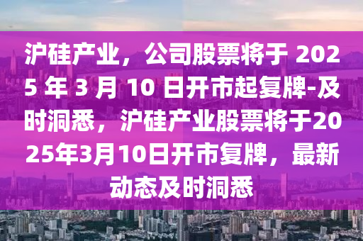 滬硅產(chǎn)業(yè)，公司股票將于 2025 年 3 月 10 日開市起復(fù)牌-及時(shí)洞悉，滬硅產(chǎn)業(yè)股票將于2025年3月10日開市復(fù)牌，最新動(dòng)態(tài)及時(shí)洞悉