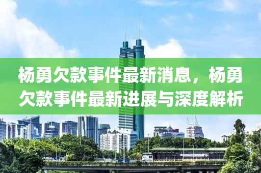 楊勇欠款事件最新消息，楊勇欠款事件最新進(jìn)展與深度解析液壓動(dòng)力機(jī)械,元件制造