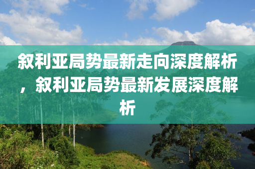 敘利亞局勢最新走向深度解析，敘利亞局勢最新發(fā)展深度解析液壓動力機械,元件制造