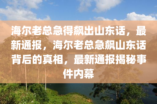 海爾老總急得飆出山東話，最新通報(bào)，海爾老總急飆山東話背后的真相，最新通報(bào)揭秘事件內(nèi)幕