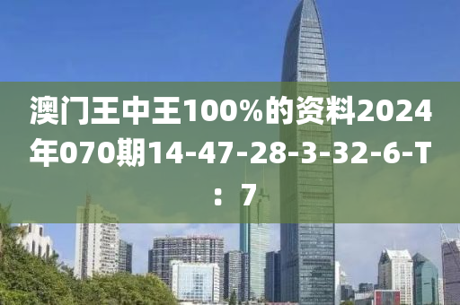 澳門(mén)王中王100%的資料2024年070期14-47-28-3-32-6-T：7