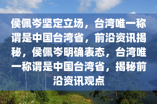 侯佩岑堅(jiān)定立場(chǎng)，臺(tái)灣唯一稱謂是中國臺(tái)灣省，前沿資訊揭秘，侯佩岑明確表態(tài)，臺(tái)灣唯一稱謂是中國臺(tái)灣省，揭秘前沿資訊觀點(diǎn)液壓動(dòng)力機(jī)械,元件制造