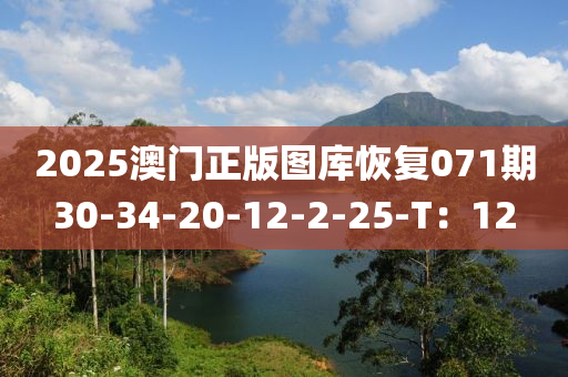 2025澳門正版圖庫恢復(fù)071期30-34-20-12-2-25-T：12