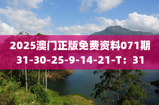 2025澳門正版免費資料071期31-30-25-9-14-21-T：31