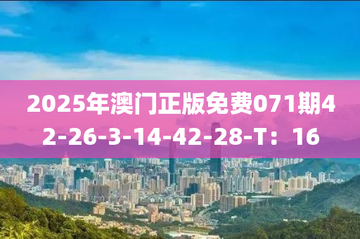 2025年澳門正版免費071期42-26-3-14-42-28-T：16