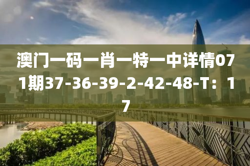 澳門一碼一肖一特一中詳液壓動力機械,元件制造情071期37-36-39-2-42-48-T：17