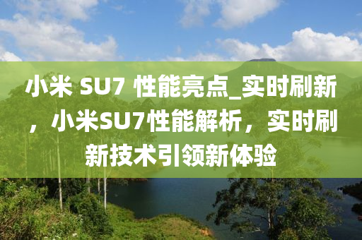 小米 SU7 性能亮點_實時刷新，小米SU7性能解析，實時刷新技術(shù)引領(lǐng)新體驗液壓動力機械,元件制造