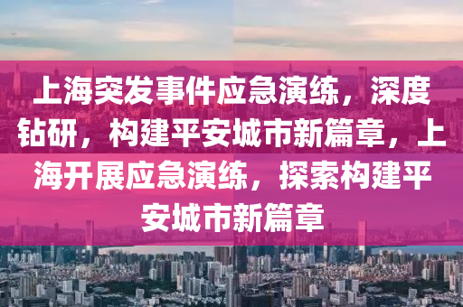 上海突發(fā)事件應(yīng)急演練，深度鉆研，構(gòu)建平安城市新篇章，上海開展應(yīng)急演練，探索構(gòu)建平安城市新篇章液壓動力機(jī)械,元件制造