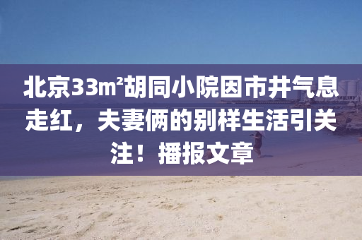 北京33㎡胡同小院因市井氣息走紅，夫妻倆的別樣生活引關(guān)注！播報(bào)文章液壓動力機(jī)械,元件制造