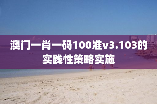 澳門一肖一碼100準v3.103的實踐性策略實施