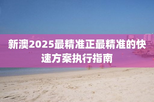 新澳2025最精準正最精準的快速方案執(zhí)行指南