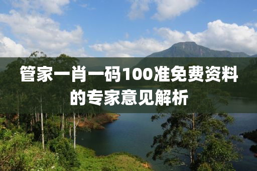 管家一肖一碼100準(zhǔn)免費(fèi)資料的專家意見解析