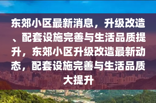 東郊小區(qū)最新消息，升級(jí)改造、配套設(shè)施完善與生活品質(zhì)提升，東郊小區(qū)升級(jí)改造最新動(dòng)態(tài)，配套設(shè)施完善與生活品質(zhì)大提升