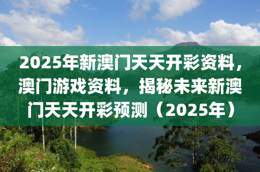 2025年新澳門天天開彩資料，澳門游戲資料，揭秘未來新澳門天天開彩預(yù)測（2025年）液壓動力機(jī)械,元件制造