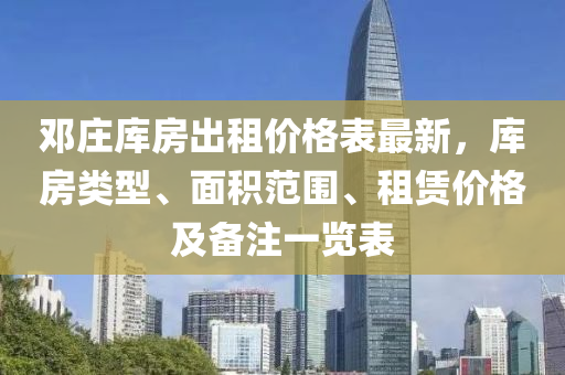 鄧莊庫房出租價格表最新，庫房類型、面積范圍、租賃價格及備注一覽表液壓動力機(jī)械,元件制造