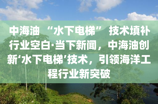 中海油 “水下電梯” 技術填補行業(yè)空白·當下新聞，中海油創(chuàng)新‘水下電梯’技術，引領海洋工程行業(yè)新突破