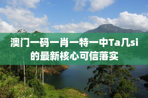 澳門一碼一肖一特一中Ta幾si的最新核心可信落實