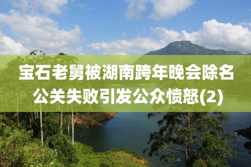 寶石老舅被湖南跨年晚會(huì)除名 公關(guān)失敗引發(fā)公眾憤怒(2)液壓動(dòng)力機(jī)械,元件制造