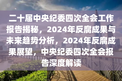 二十屆中央紀委四次全會工作報告揭秘，2024年反腐成果與未來趨勢分析，2024年反腐成果展望，中央紀委四次全會報告深度解讀液壓動力機械,元件制造