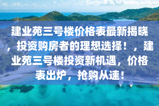 建業(yè)苑三號樓價格表最新揭曉，投資購房者的理想選擇！，建業(yè)苑三號樓投資新機(jī)遇，價格表出爐，搶購從速！