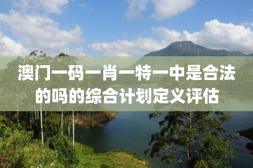 澳門一碼一肖一液壓動力機械,元件制造特一中是合法的嗎的綜合計劃定義評估