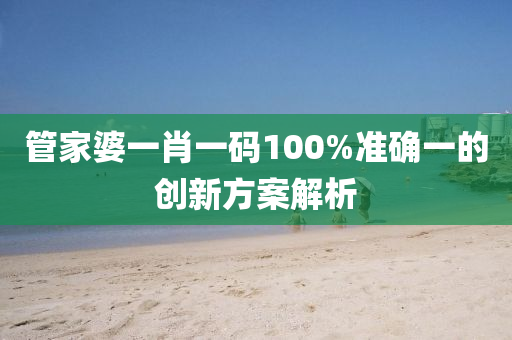 管家婆一肖一碼100%準確一的創(chuàng)新方案解析