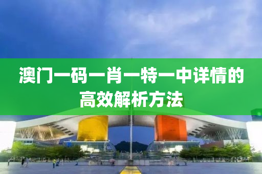 澳門一碼一肖一特一中詳情的高效解析方法液壓動力機械,元件制造