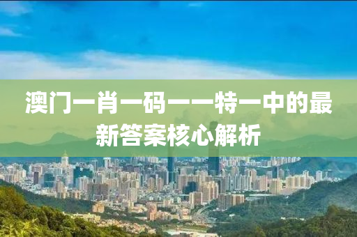 澳門一肖一碼一一特一中的最新答案核心解析液壓動力機械,元件制造