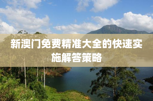 新澳門免費精準大全的快速實施解答策略液壓動力機械,元件制造