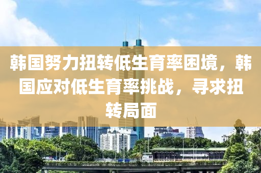 韓國(guó)努力扭轉(zhuǎn)低生育率困境，韓國(guó)應(yīng)對(duì)低生育率挑戰(zhàn)，尋求扭轉(zhuǎn)局面