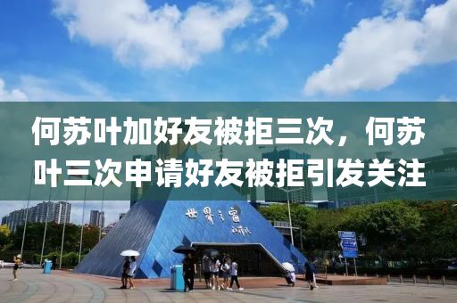 何蘇葉加好友被拒三次，何液壓動力機械,元件制造蘇葉三次申請好友被拒引發(fā)關注