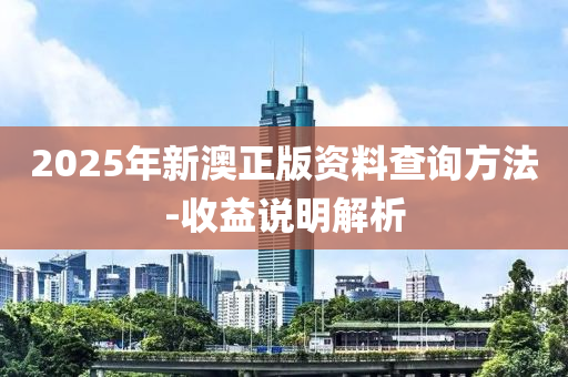 2025年新澳正版資料查詢方法-收益說明解析