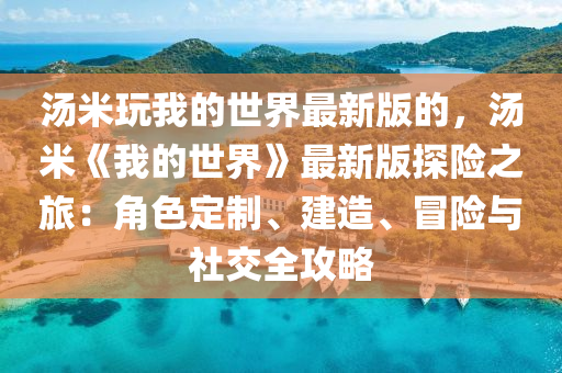 湯米玩我的世界最新版的，湯米《我的世界》最新版探險(xiǎn)之旅：角色定制、建造、冒險(xiǎn)與社交全攻略液壓動力機(jī)械,元件制造