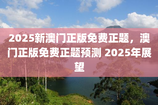 2025新澳門正版免費正題，澳門正版免費正題預測 2025年展望液壓動力機械,元件制造