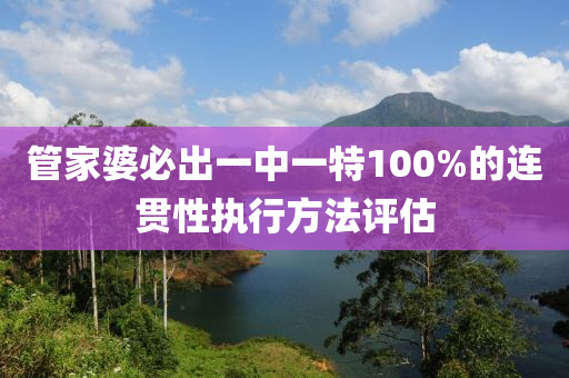 管家婆必出一中一特100%的連貫性執(zhí)行方法評估