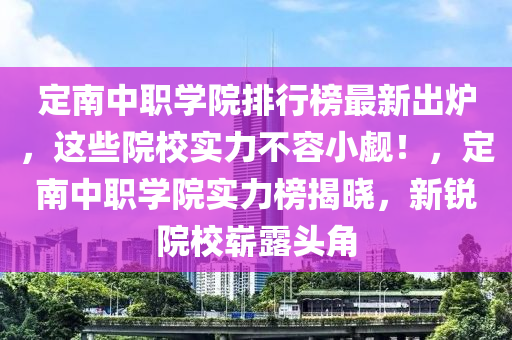 定南中職學(xué)院排行榜最新出爐，這些院校實力不容小覷！，定南中職學(xué)院實力榜揭曉，新銳院校嶄露頭角