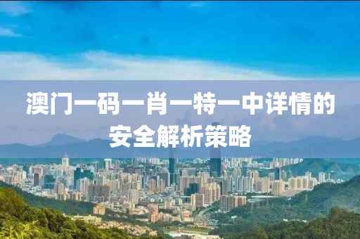 澳門一碼一肖一特一中詳情的安全解析策略液壓動力機械,元件制造