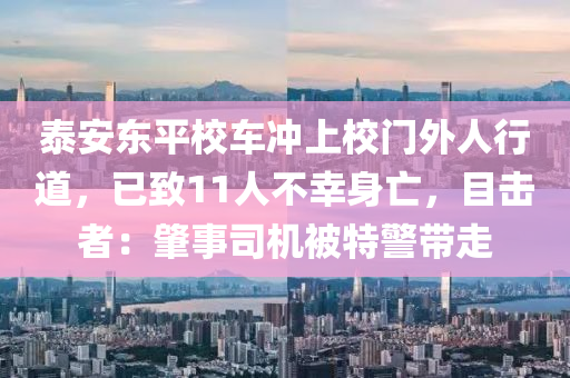 泰安東平校車沖上校門外人行道，已致液壓動力機械,元件制造11人不幸身亡，目擊者：肇事司機被特警帶走