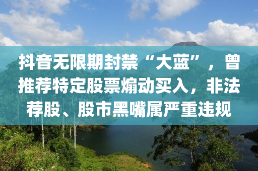 抖音無(wú)限期封禁“大藍(lán)”，曾推薦特定股票煽動(dòng)買(mǎi)入，非法薦股、股市黑嘴屬嚴(yán)重違規(guī)