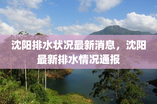 沈陽排水狀況最新消息液壓動力機械,元件制造，沈陽最新排水情況通報