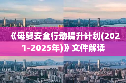 《母嬰安全行動提升計劃(2021-2025年液壓動力機械,元件制造)》文件解讀