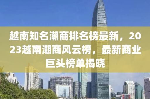 越南知名潮商排名榜最新，2023越南潮商風云榜，最新商業(yè)巨頭榜單揭曉液壓動力機械,元件制造