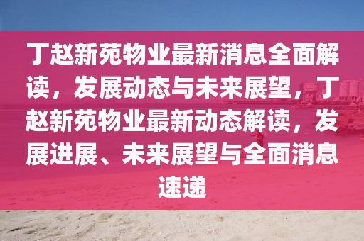 丁趙新苑物業(yè)最新消息全面解讀，發(fā)展動態(tài)與未來展望，丁趙新苑物業(yè)最新動態(tài)解讀，發(fā)展進(jìn)展、未來展望與全面消息速遞液壓動力機(jī)械,元件制造