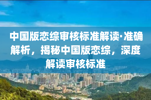 中國版戀綜審核標準液壓動力機械,元件制造解讀·準確解析，揭秘中國版戀綜，深度解讀審核標準