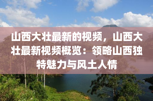 山西大壯最新的視頻，山西大壯最新視頻概覽：領(lǐng)略山西獨特魅力與風(fēng)土人情液壓動力機(jī)械,元件制造